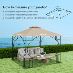 Outsunny 3x3(m) Replacement Gazebo Canopy, Double Tier Roof Top for Garden, Patio, Outdoor, Khaki (TOP ONLY)