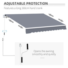 Outsunny Manual Retractable Awning, size (4m x3m)-Grey