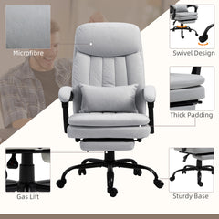 Vinsetto Office Chair, Ergonomic Desk Chair with 6-Point Vibration Massage and Lumbar Heating, Computer Chair with Lumbar Support Pillow, 155√Ç¬∞ Reclining Back and Footrest, Grey