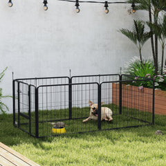 PawHut 6 Panels Dog Playpen, Portable Detachable Puppy Pen with Door, for Small Dogs, 60cm High, Black