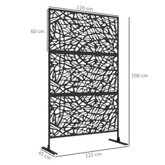 Outsunny Metal Decorative Privacy Screen Outdoor Divider, Black Twisted Lines