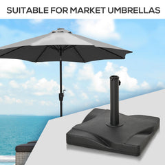 Outsunny 20kg Square Parasol Base Outdoor Garden Cement Umbrella Weight Stand Holder, Fits 32mm,38mm,48mm Pole - Black