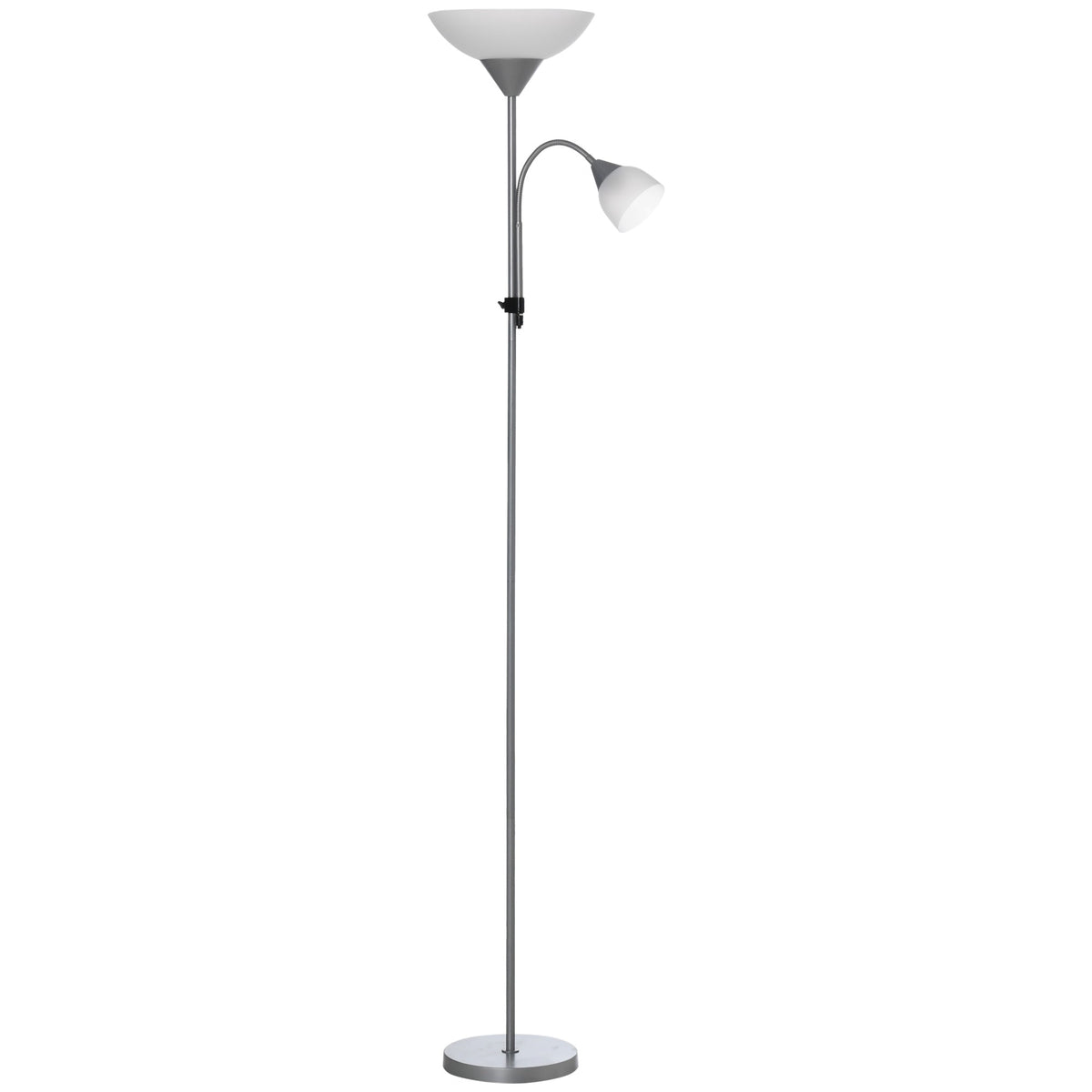 HOMCOM Modern Floor Lamp, Uplighter 2-Light Tall Standing Lamp with Adjustable Heads, for Living Room, Bedroom, Office