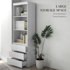 HOMCOM 180cm Tall Bookcase, with Shelves and Drawers - White