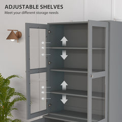 HOMCOM Double Storage Display Cabinet - Grey