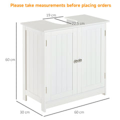 HOMCOM Under Sink Bathroom Storage Cabinet 2 Layers Vanity Unit Wooden - White