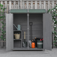 Outsunny 139 x 75 Fir Wood Garden Shed, with Asphalt Roof - Grey