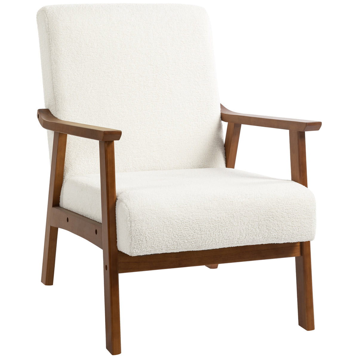 HOMCOM Boucle Seat Mid Century Accent Chair - White