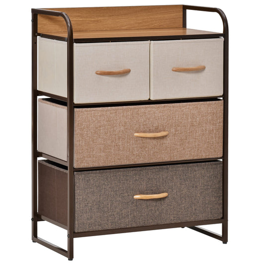 HOMCOM 4-Drawer Dresser, 3-Tier Storage Organizer, Tower Unit for Bedroom Hallway Closets with Steel Frame Wooden Top