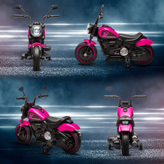 HOMCOM 6v Electric Motorbike with Training Wheels, One-Button Start - Pink