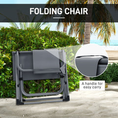 Outsunny Folding Directors Camping Chair, with Side Table - Grey