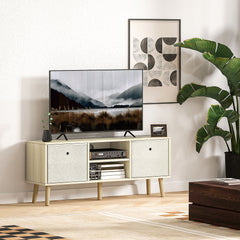 HOMCOM TV Cabinet Stand Unit for TVs up to 50'' with Foldable Drawers, Entertainment Centre for Living Room Natural