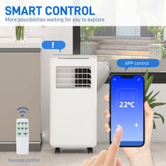 HOMCOM 9000 BTU Portable Air Conditioner, Smart Home WiFi Compatible, 4 in 1 Air Conditioning Unit, Dehumidifier, Fan with Remote, 24H Timer, Window Venting Kit, 20m√Ç¬≤, R290, A Energy Efficiency