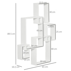 HOMCOM Floating Shelves, Wall Mounted Interlocking Cube Shelves, Display Wall Shelf for Living Room, Bedroom, Hallways, White