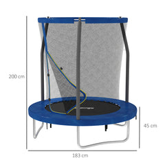 SPORTNOW 6ft Trampoline with Safety Enclosure Net, Steel Frame Outdoor Trampoline, with Edge, Safety Cover