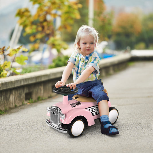 AIYAPLAY Foot to Floor Slider for Toddlers with Under-Seat Storage, Ride on Sliding Car with Horn, for Ages 12-36 Months - Pink