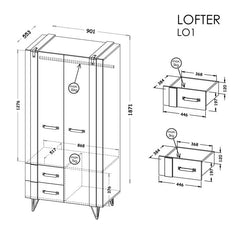 Lofter LO1 Hinged Wardrobe 90cm