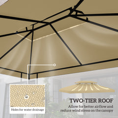 Outsunny Gazebo Roof Replacement, for 3 x 4m Frames - Cream