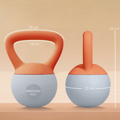 SPORTNOW Soft Kettlebell, 4kg Kettle Bell with Non-Slip Handle for Home Gym Weight Lifting and Strength Training, Orange and Grey