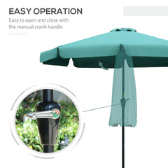 Outsunny 2.7m Patio Parasol Garden Umbrellas Outdoor Sun Shade Table Umbrella with Tilt, Crank, 8 Ribs, Ruffles, Green