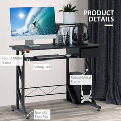 HOMCOM Computer Desk with Display Stand, Sliding Keyboard Tray Drawer and Host Box Shelf Home Office Workstation Black