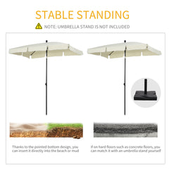 Outsunny Garden Parasol Umbrella, Outdoor Market Table Umbrella with Ruffles & Aluminium Pole, Rectangular Tilting Parasol Sun Shade Canopy, 2 x 1.3m, Cream White