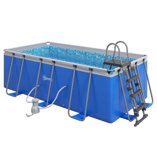 Outsunny 207 x 400cm Five-Person Above Ground Swimming Pool, with Ladder - Blue