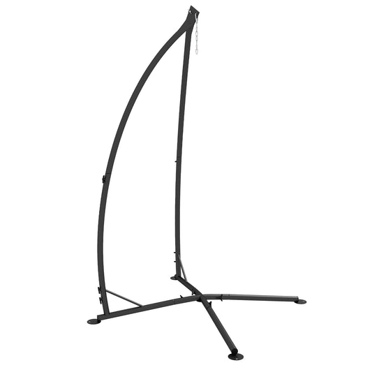 Outsunny Hammock Chair Stand, Hanging Heavy Duty Metal Frame Hammock Stand with Chain, for Hanging Hammock Air Porch Swing Chair, Egg Cahir, Indoor & Outdoor Use, Black