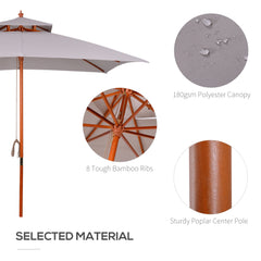 Outsunny 3 x 3 (m) Garden Umbrella, Large Parasol, Outdoor Sunshade Canopy with Double Tier, Grey