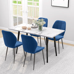 HOMCOM Set of Four Velvet Relaxed Tub Dining Chairs - Dark Blue