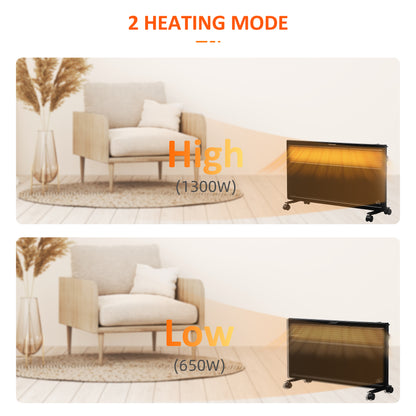 HOMCOM POWER Convector Radiator Freestanding or Wall-mounted Heating with 2 Heat Settings Safety Cut-Off, Black