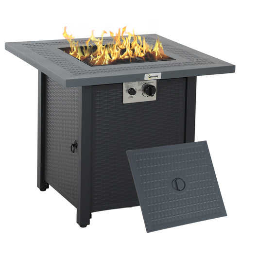 Outsunny 71 x 71cm 40000 BTU Gas Firepit Table - Black/Dark Grey