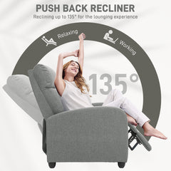 HOMCOM 135√Ç¬∞ Push Back Recliner Armchair, with Footrest - Grey