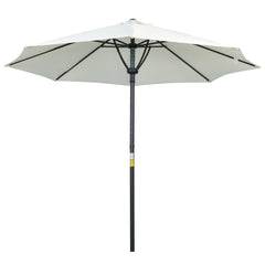 Outsunny Garden 3(m) Parasol Umbrella, Outdoor Market Table Umbrella Sun Shade Canopy with 8 Ribs, Easy Push to Open, Cream