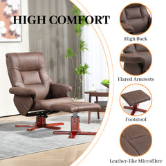 HOMCOM Faux Microfibre Leather Manual Recliner and Footstool Set - Dark Brown