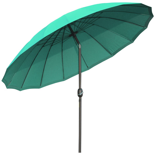 Outsunny 2.5m Shanghai Garden Parasol Umbrella with Crank & Tilt, Adjustable Outdoor Sun Shade, Green