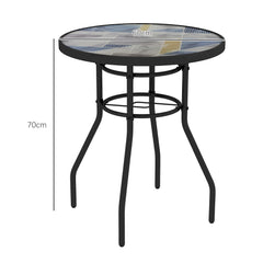 Outsunny â60 Garden Table, with Glass Printed Tabletop - Multicolour