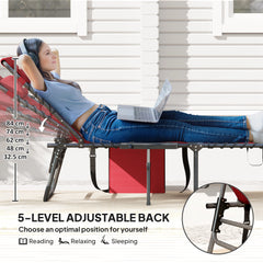 Outsunny Five-Position Reclining Sun Lounger - Red