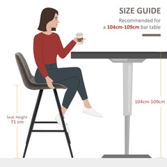 مجموعة من 2 كرسي بار من HOMCOM، مصنوع من قماش الألياف الدقيقة العتيق، مقاعد مبطنة مريحة بإطار فولاذي، مسند للقدمين، كرسي بار منزلي، مقهى، مطبخ، أنيق باللون الرمادي الداكن