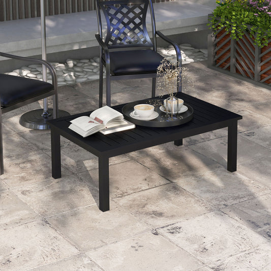 Outsunny 100cm x 60cm Aluminium Outdoor Coffee Table - Black