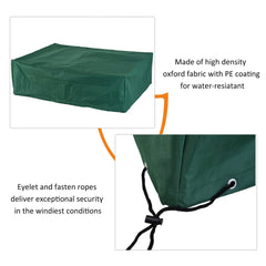 Outsunny Garden Furniture Cover, Oxford Fabric Outdoor Rectangular Rattan Furniture Cover with PE Coating, Waterproof, Windproof, Anti-UV, 222 x 155 x 67cm, Green