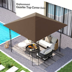 Outsunny 3 x 3(m) Gazebo Canopy Replacement Cover, Garden Gazebo Roof Replacement with Drain Holes, Water-resistant Plastic Coating, 370g/√£≈Ω¬°, UPF30+, TOP COVER ONLY, Brown