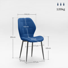 HOMCOM Set of Four Velvet Relaxed Tub Dining Chairs - Dark Blue