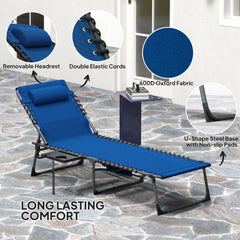 Outsunny Five-Position Reclining Sun Lounger - Dark Blue