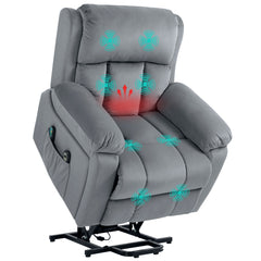 HOMCOM Eight Massage Point Electric Reclining Lift Chair, with Remote - Grey