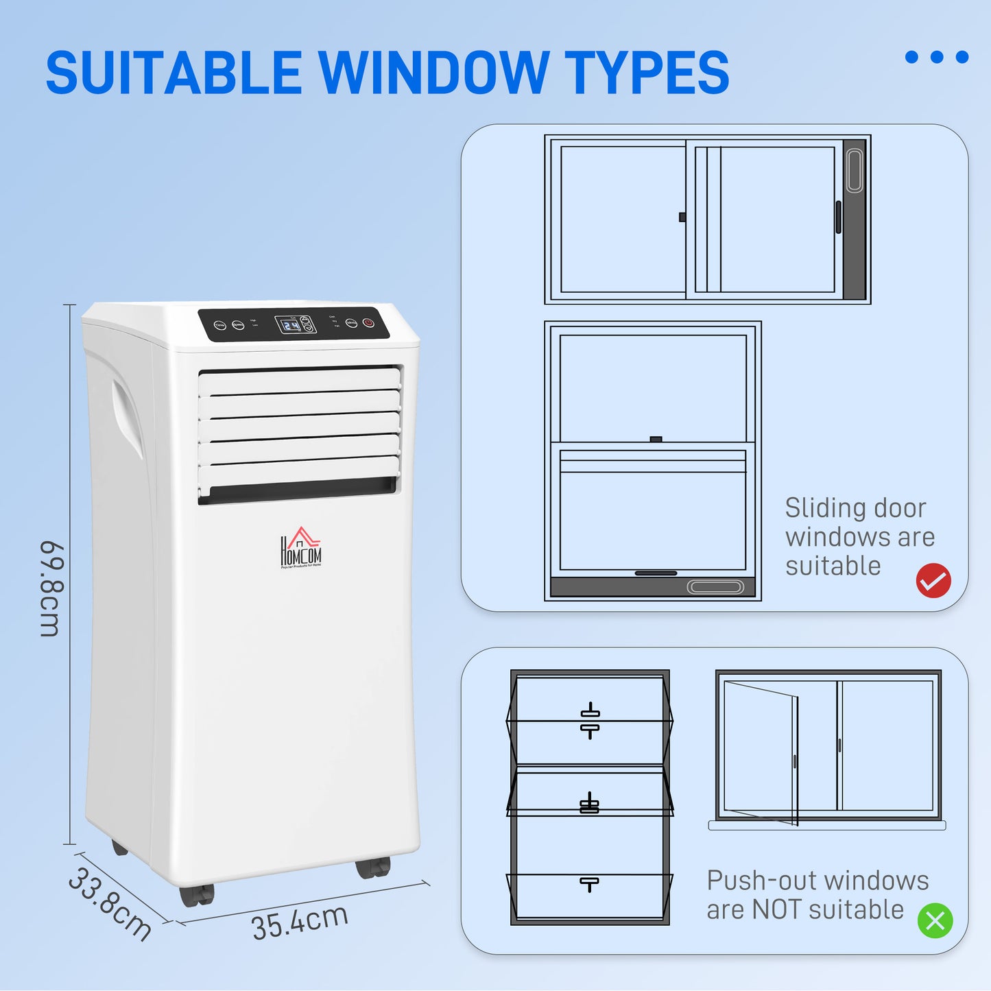 HOMCOM 10000 BTU Air Conditioning Unit, 3-in-1 Portable Air Conditioner, Dehumidifier, Cooling Fan with Remote Control, Digital Display, 2 Speeds, 24H Timer, Window Venting Kit, 30m√Ç¬≤