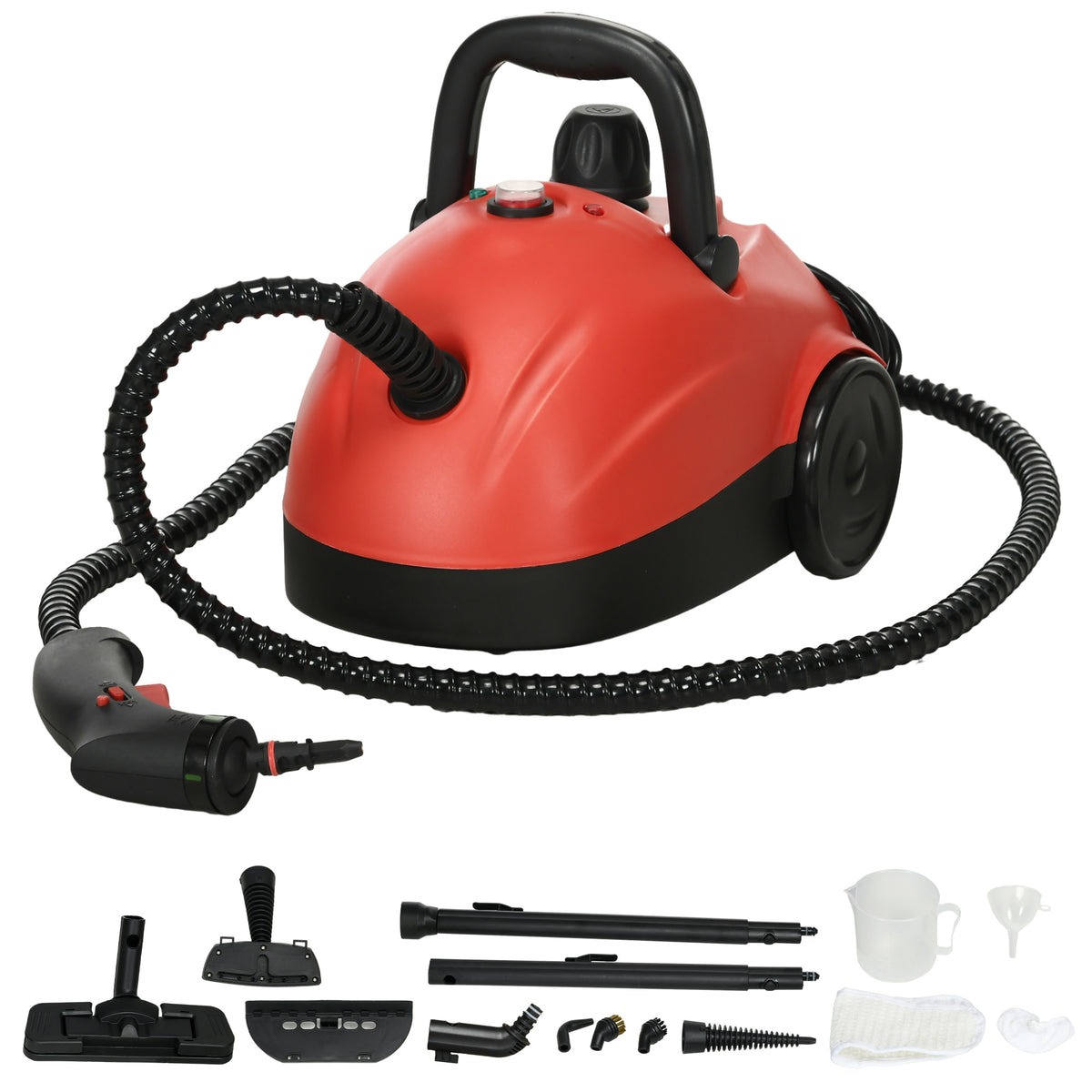 HOMCOM Portable Steam Cleaner for Chemical Free Cleaning, 3.5bar Multi-purpose Steamer with 13 Pieces Accessory, Steam Mop for Kitchen, Window, Grout, Tile, Carpet, Sofa, 1500W, 1.2L Tank, Red