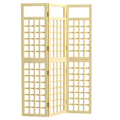 Outsunny 3-Panel Garden Privacy Screen, Freestanding Foldable Wooden Outdoor Divider/Trellis, Decorative Privacy Screen for Garden Patio Pool, 120 x 170 cm, Natural Wood Finish