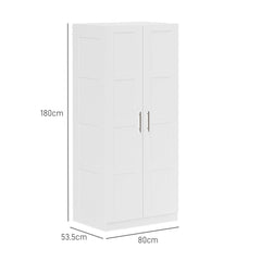 HOMCOM Double Paneled Door Wardrobe, with Shelves - White