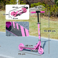 AIYAPLAY Scooter for Kids Ages 3-8 with Adjustable Handle, 2 Light up Wheels, Handbrake & Rear Brake for Girls and Boys, Pink